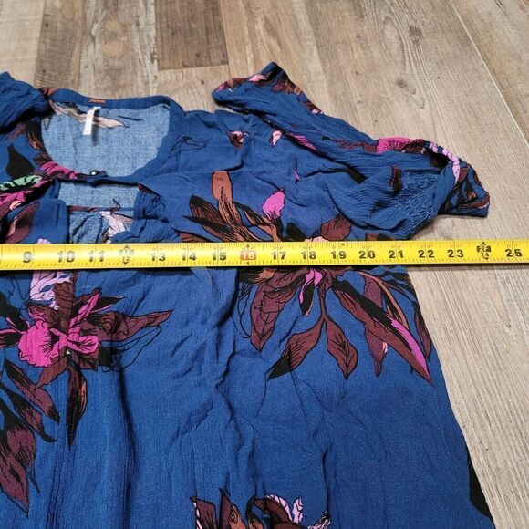 Free People Shirt Womens XS Tree Swing Tunic Floral Flowy Long Sleeve - Picture 6 of 7